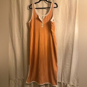 Time and Tru Orange Striped Midi Dress